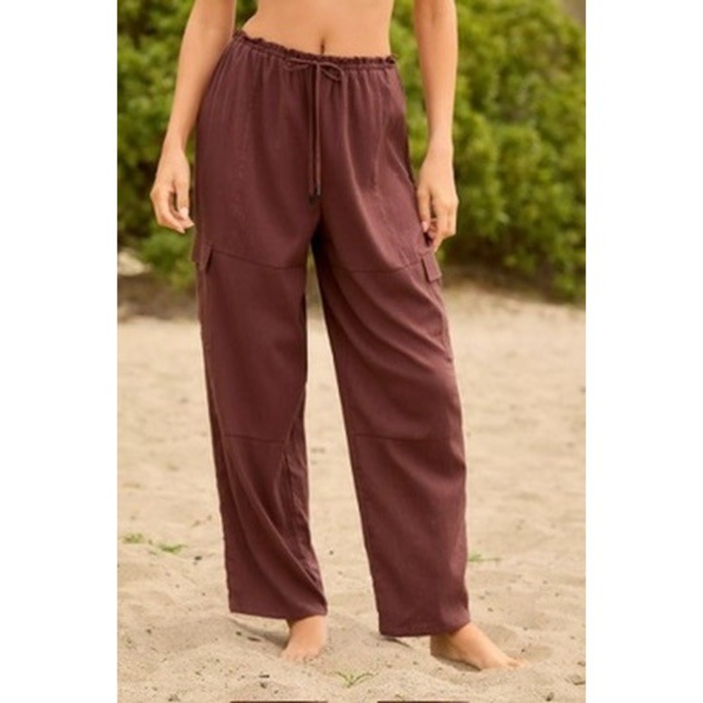 NWT Sanctuary Cargo Pants Womens Espresso Brown Textured Coverup Small $79
